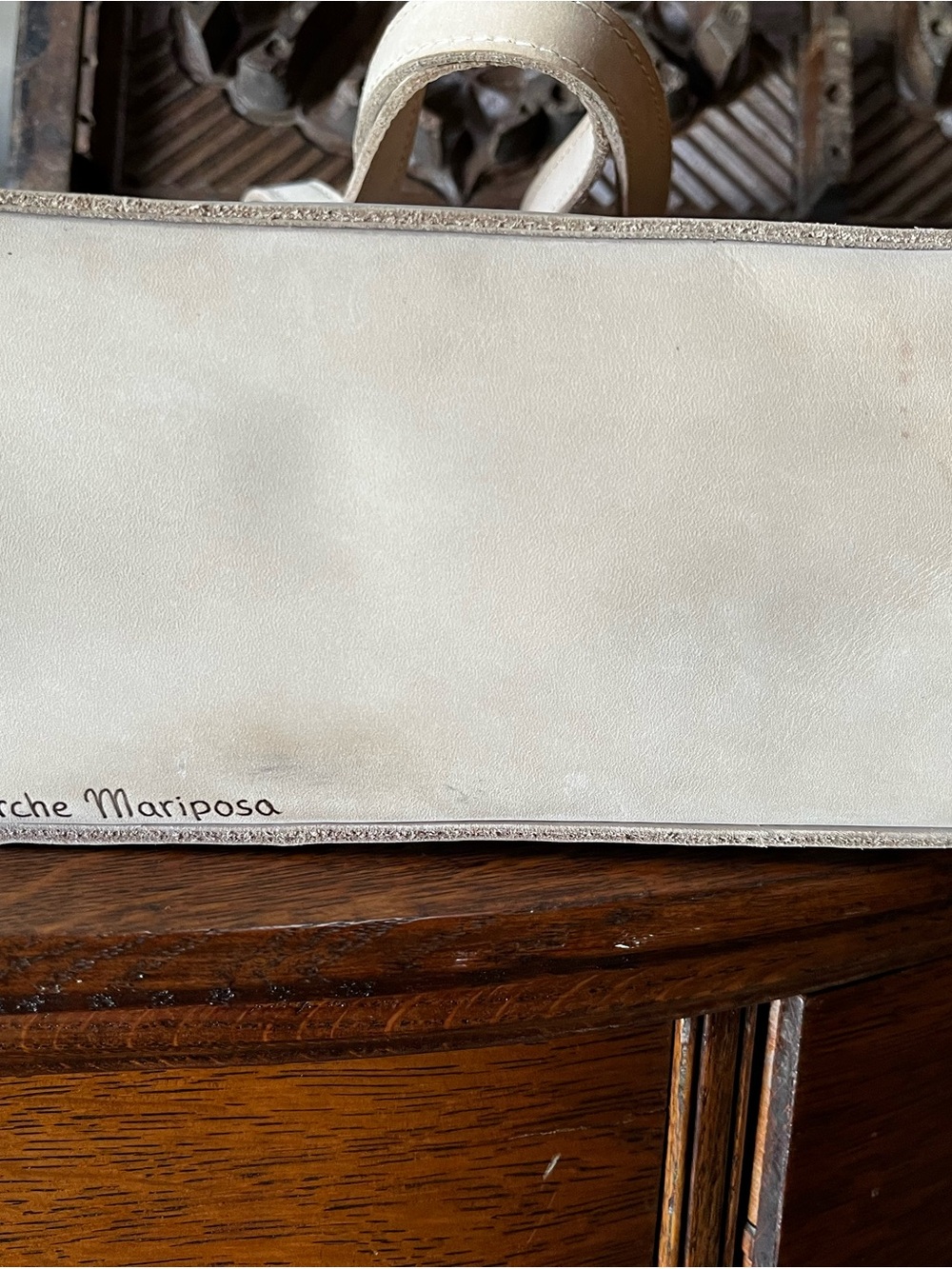 Portland Leather Dragon Bone Leather Market Tote with Unique Floral Modification - Picture 4 of 5